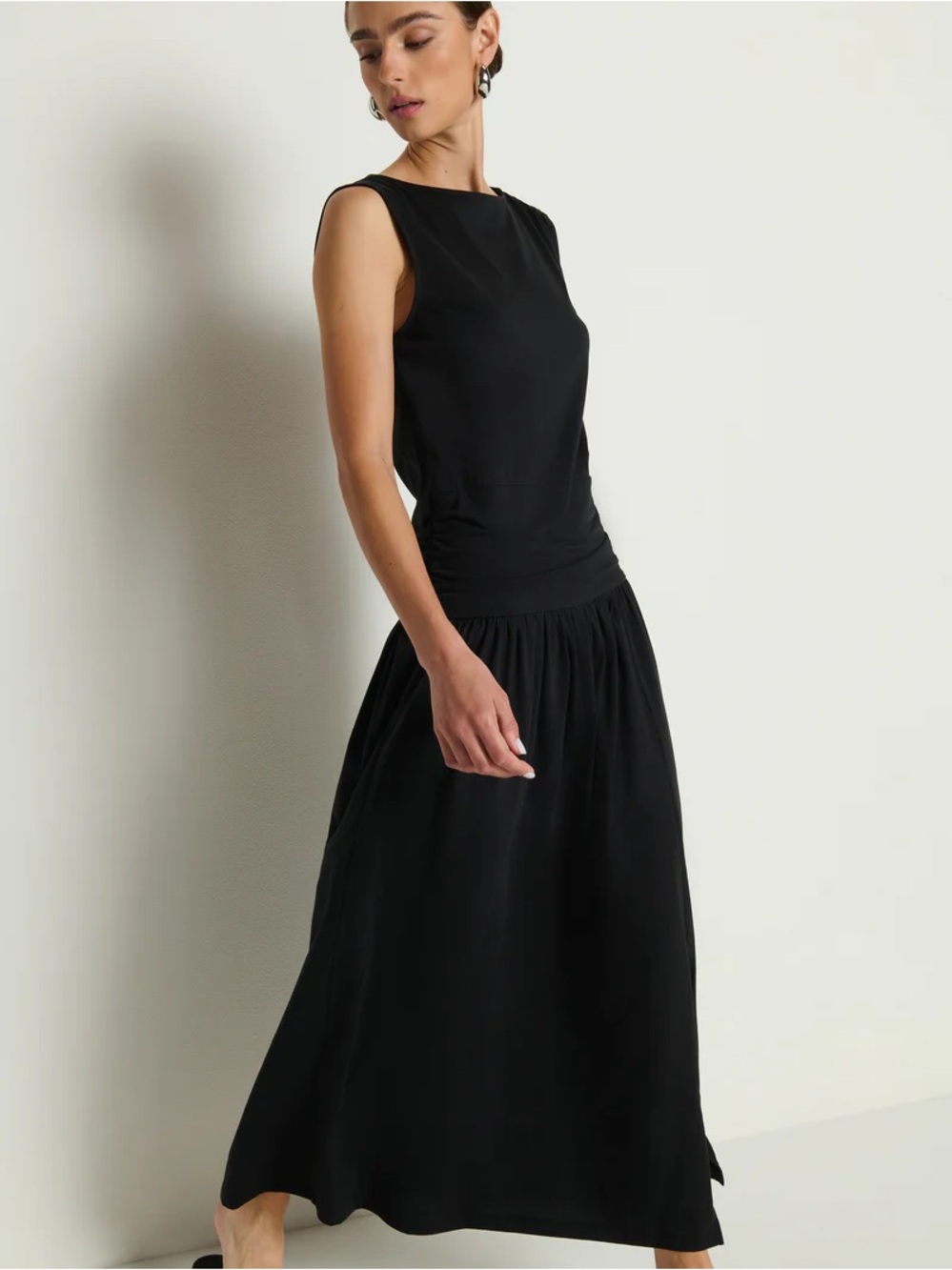 Anthropologie Nation LTD NWT Chloe midi Black Dress MSRP $198 currently onsite